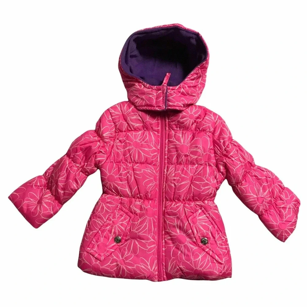 Pink Platinum‎ Toddler Girls Hooded Puffer Jacket 2T Pink Purple Fleece Lining